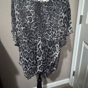 Alyx Sheer Leopard-Print Tunic in Gray and Black